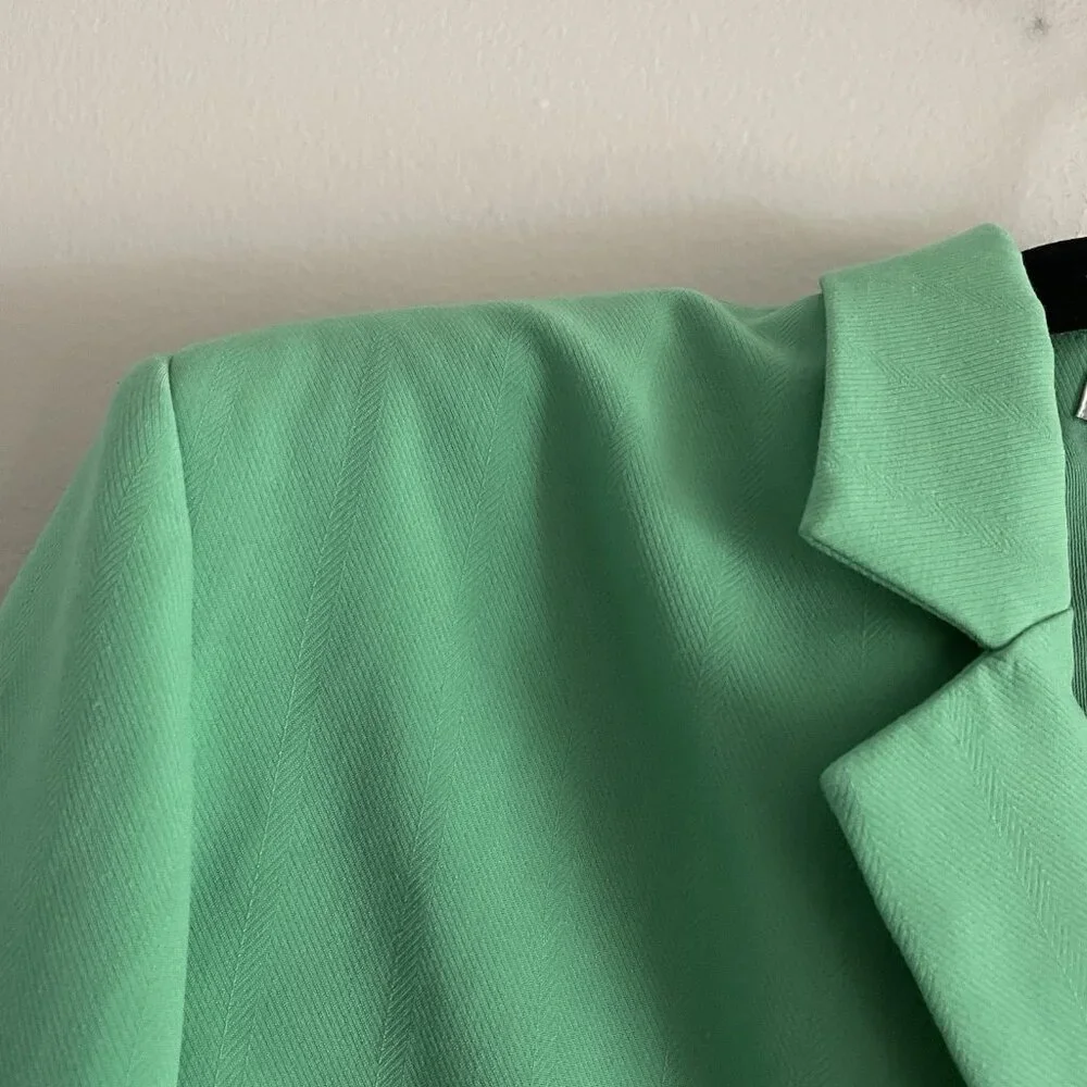 WeWoreWhat Danielle Bernstein S Green Stretch Herringbone Twill Cropped Blazer - Picture 8 of 13